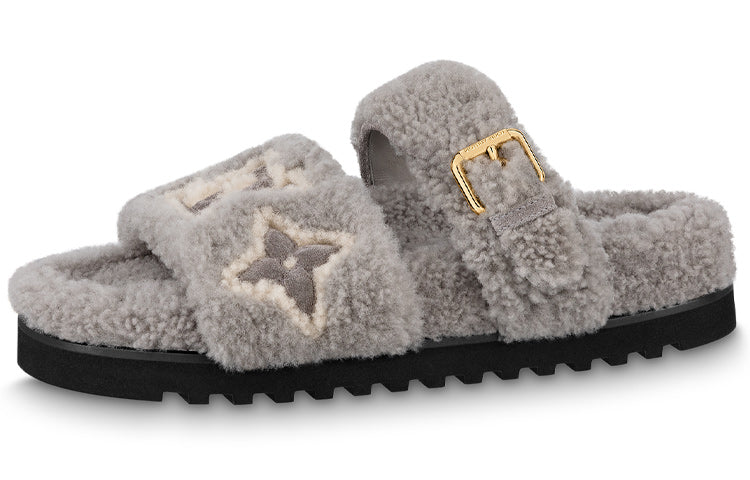 LOUIS VUITTON Paseo Comfort Odor-Resistant Slide Slippers Women's Gray