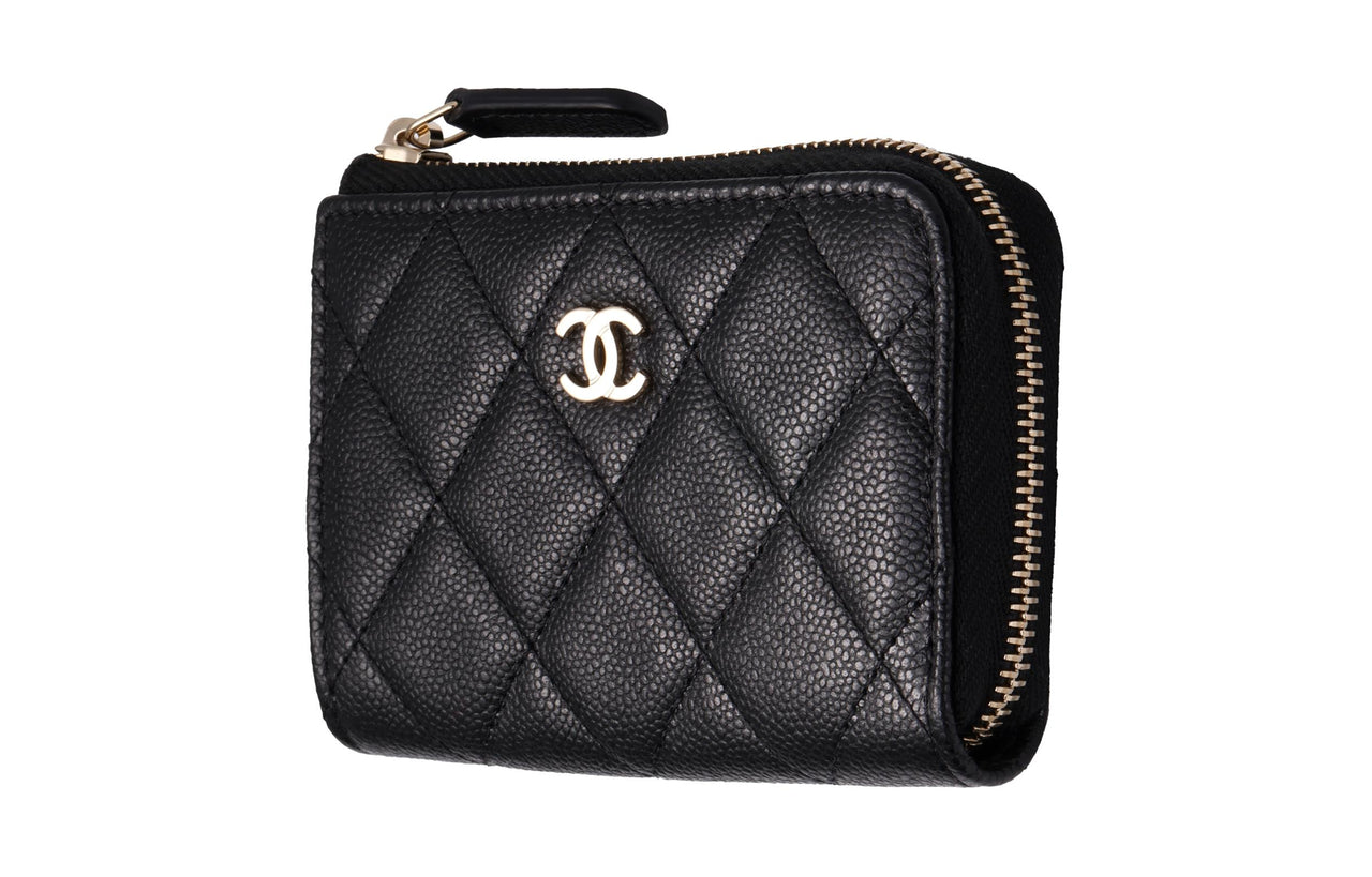CHANEL Grain Embossed Calfskin Coin Purse Regular Women's Black
