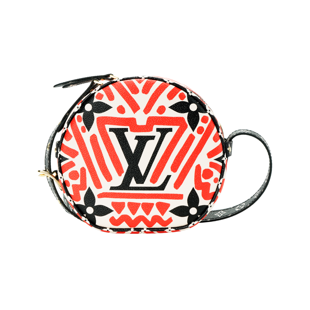 LOUIS VUITTON Coated Canvas With Cow Leather Trim Shoulder Bag, Crossbody Bag Small Size Women's Black/Red