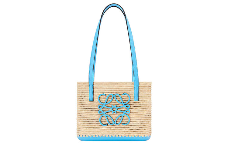 LOEWE Basket Raffia Fiber With Cow Leather Basket Bag, Tote Bag, Shopping Bag, Shoulder Bag, Handbag Mini Women's