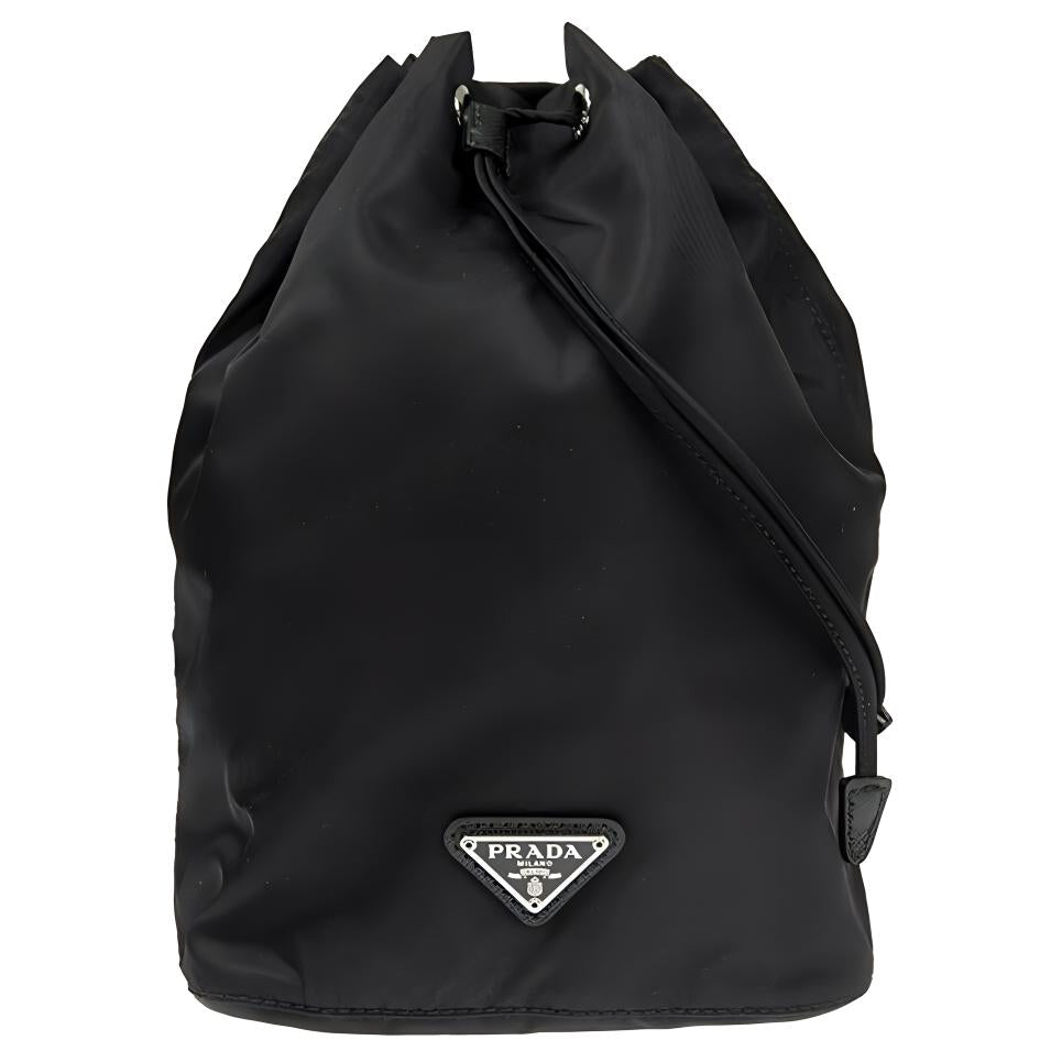 PRADA Nylon Makeup Bag, Toiletry Bag, Bucket Bag, Handbag Small Size Unisex Black