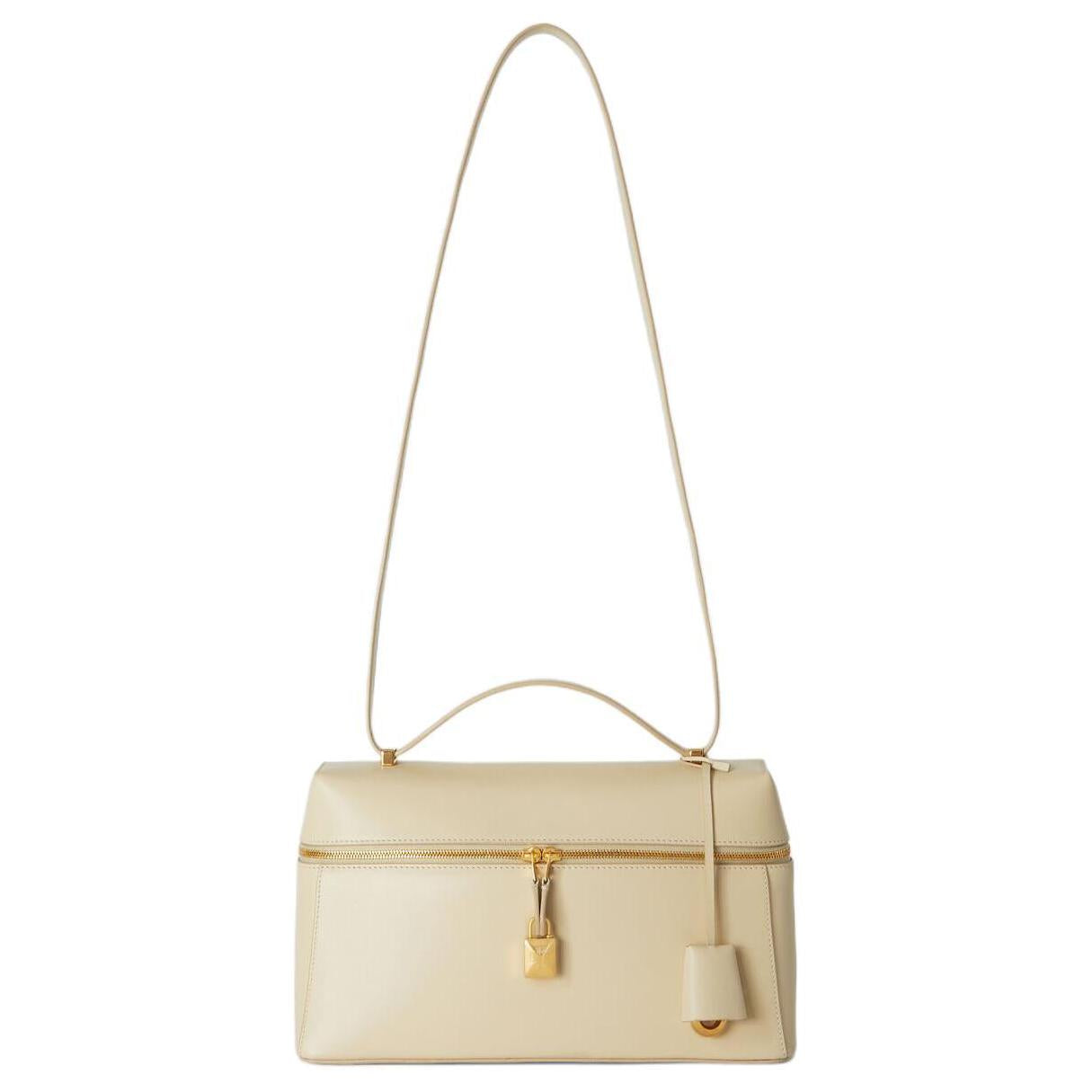 Loro Piana Extra Bag Cow Leather Shoulder Bag Crossbody Bag Handbag Women's White