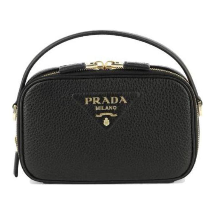 PRADA Calfskin Shoulder Bag, Crossbody Bag, Handbag Women's Black