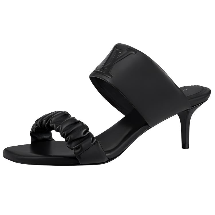 LOUIS VUITTON Drapy Mule Slide Slippers Women's Black