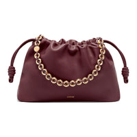 LOEWE Flamenco Soft Nappa Sheep Leather Clutch Tubas Women's Burgundy