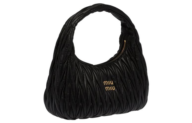 MIU MIU Matelassé Nappa Soft Leather Shoulder Bag Handbags Regular Women's Black
