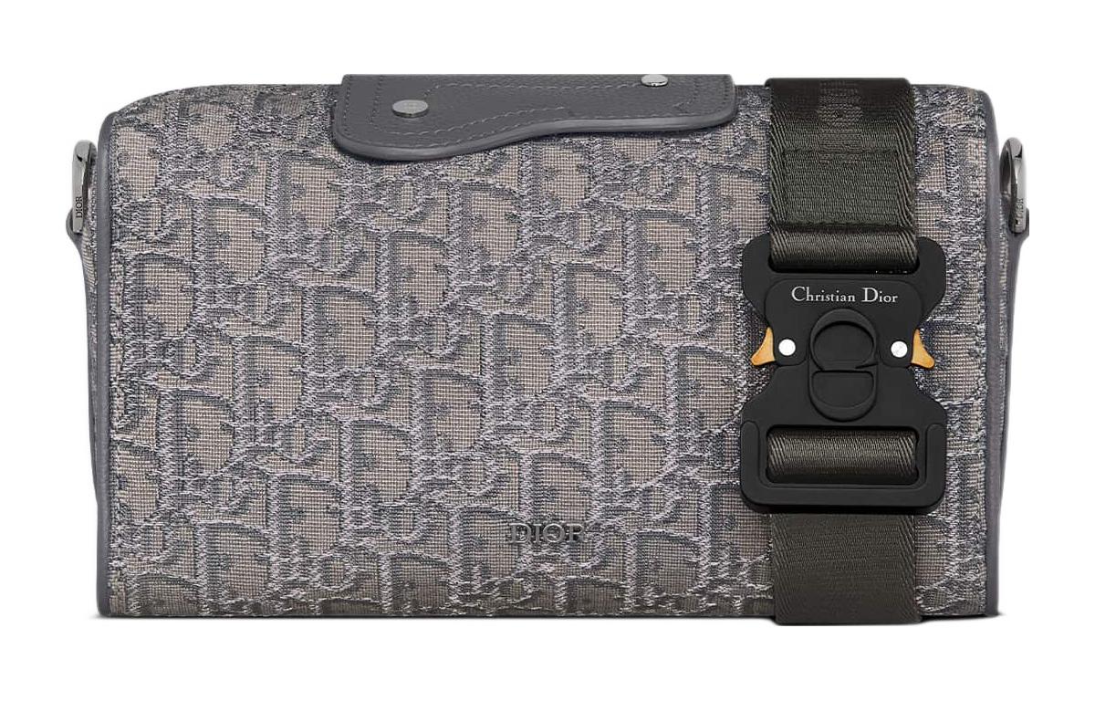 DIOR Lingot Oblique Embroidery Monogram All over Print Handbag, Shoulder Bag, Crossbody Bag Men's Metal Gray