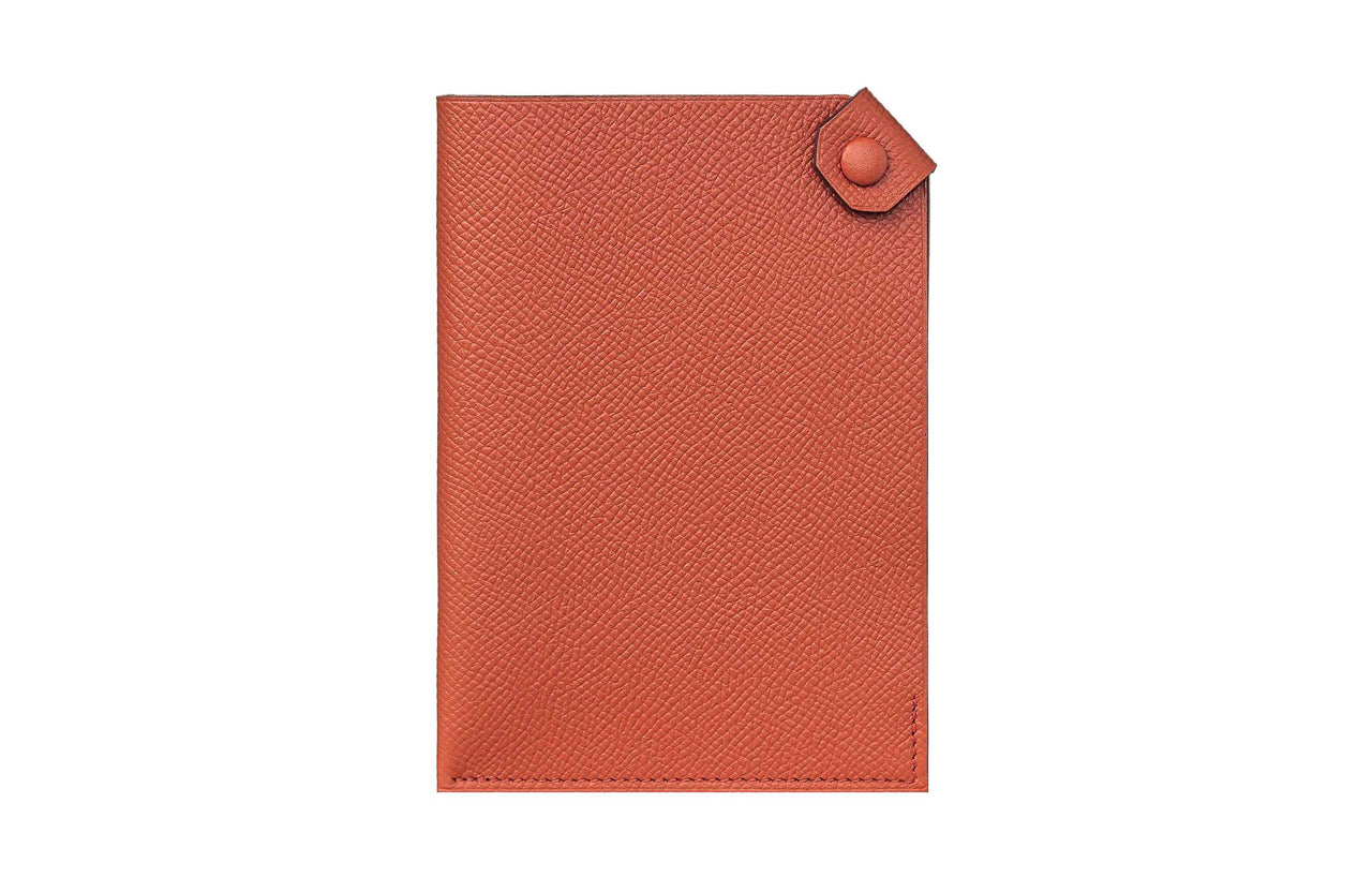HERMES Tarmac Epsom Calfskin Passport Holder Unisex R1 Terre Battue Red Clay