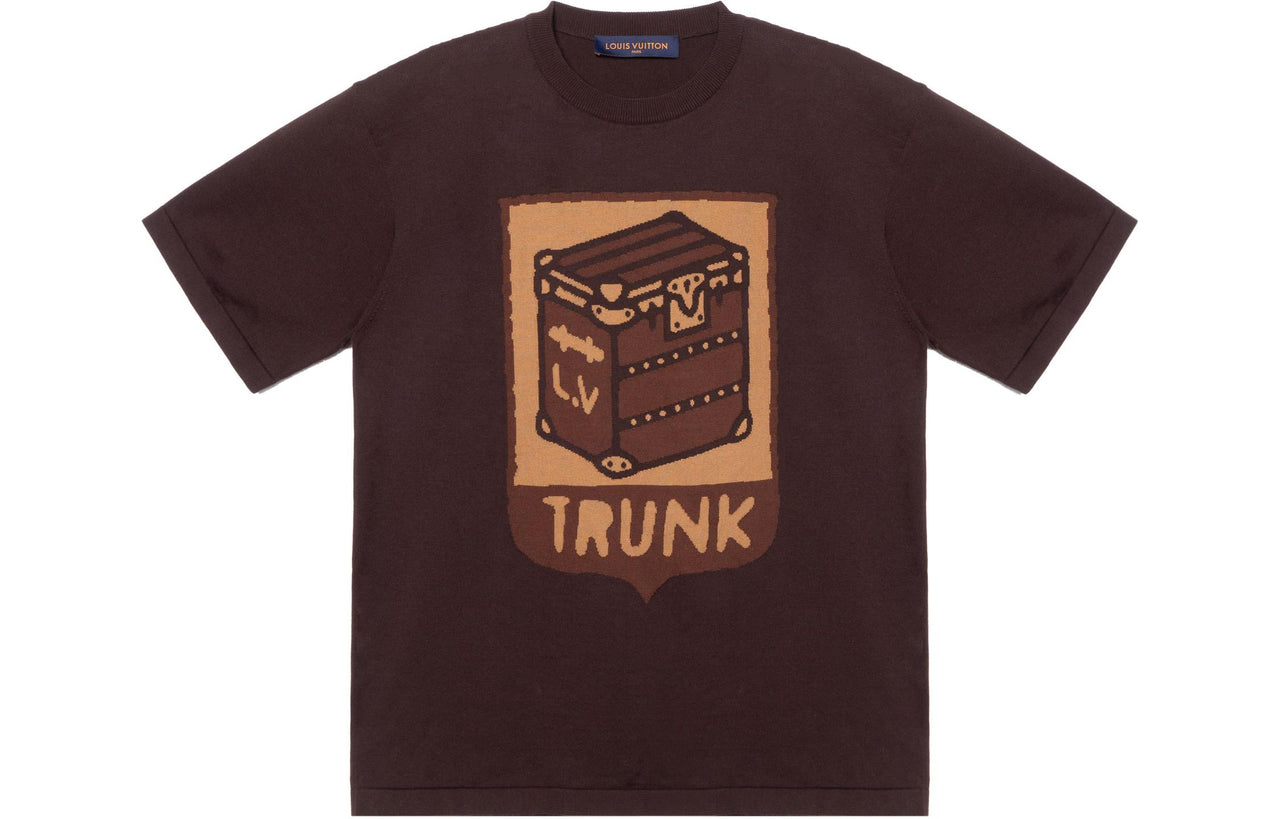 LOUIS VUITTON Short Sleeved Cotton Intarsia Crewneck