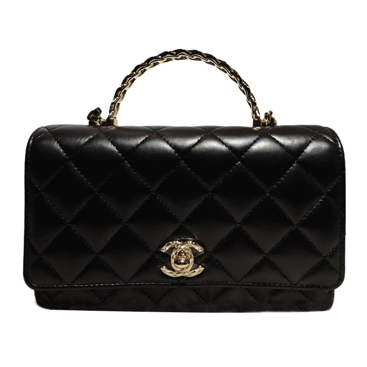 CHANEL WOC Leather Shoulder Bag Crossbody Bag Handbag Women's Black