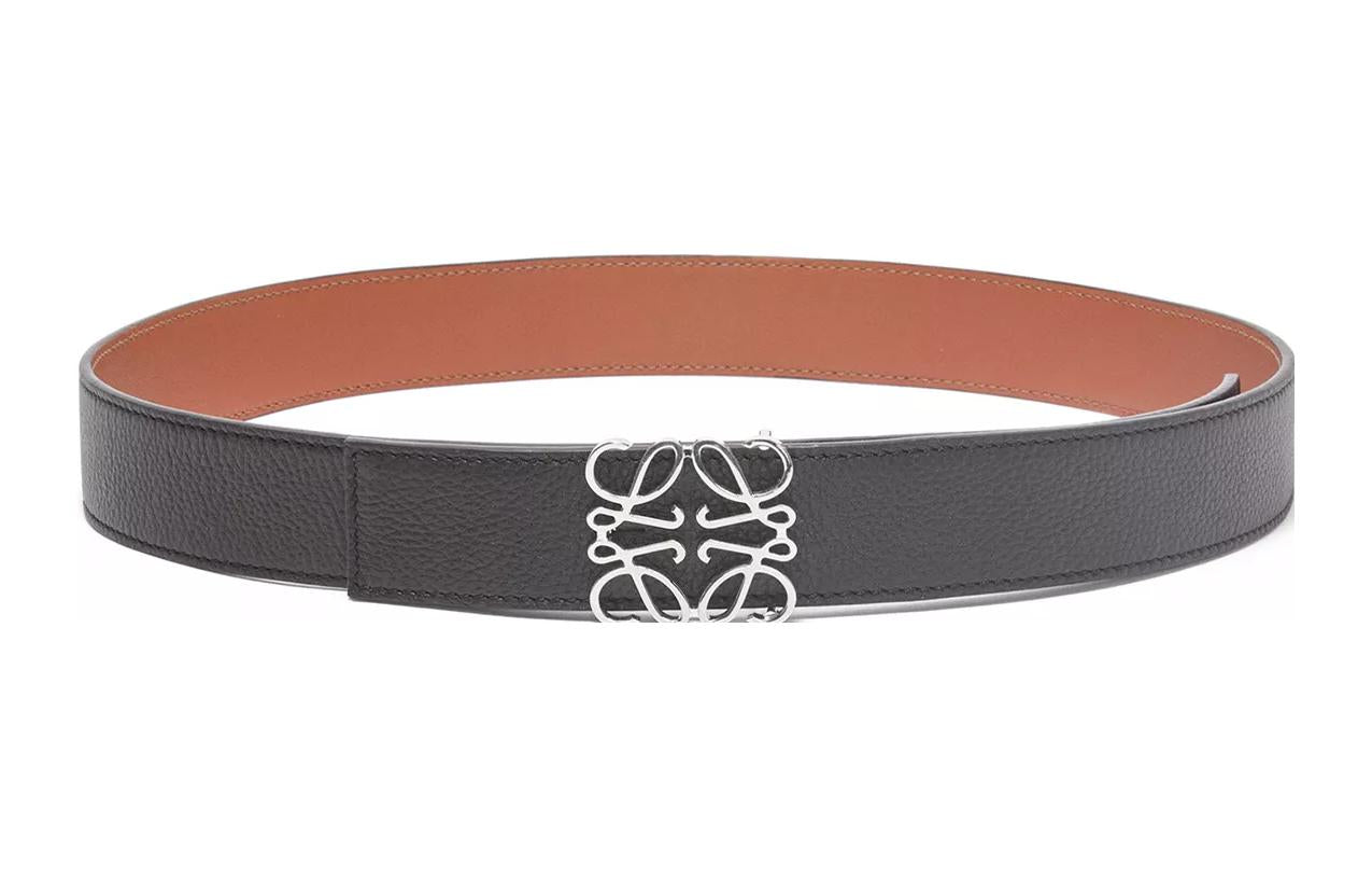 LOEWE Cow Leather Belts Men's Black/Rusty Red Width  3.5cm