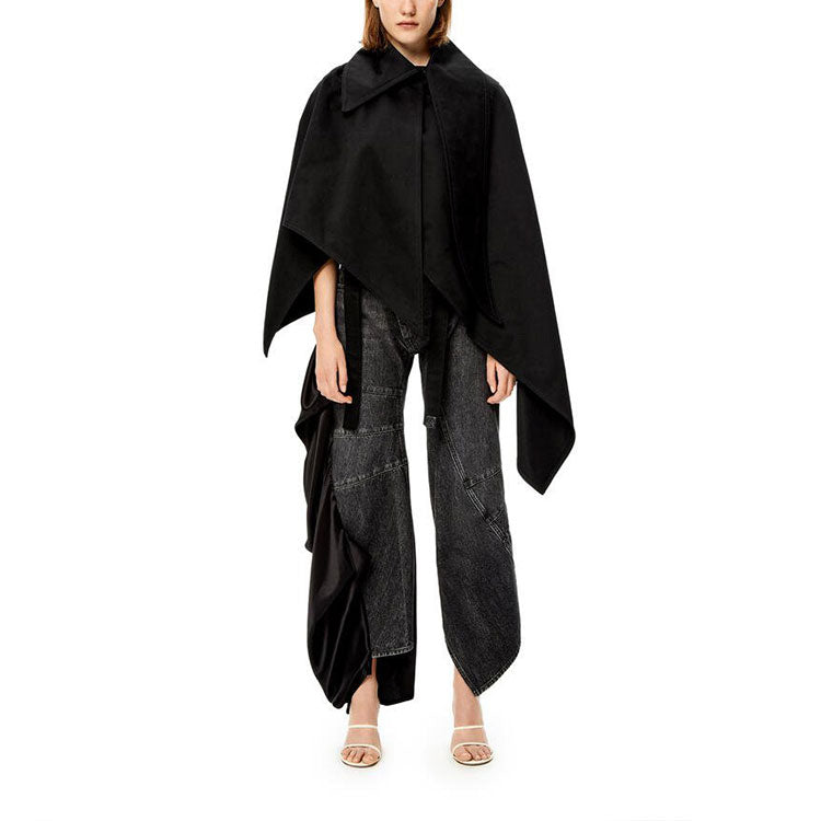 LOEWE Asymmetric Cotton Cape Black