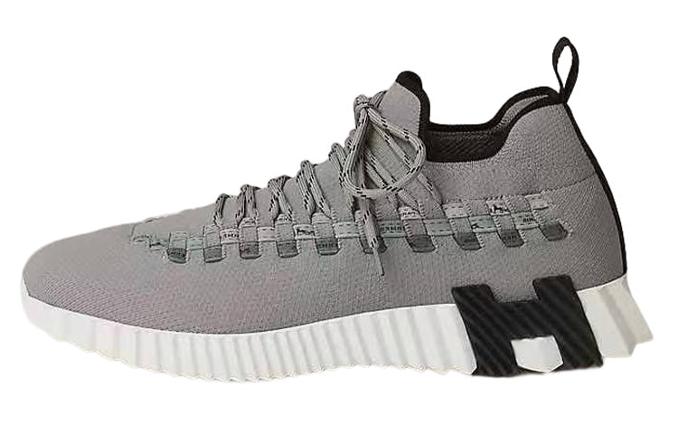 HERMES Fle Mid Top Sports Casual Shoes Men's Gray