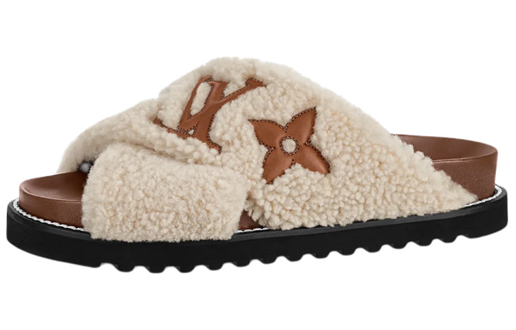 LOUIS VUITTON Paseo Comfort Slide Slippers Women's Beige
