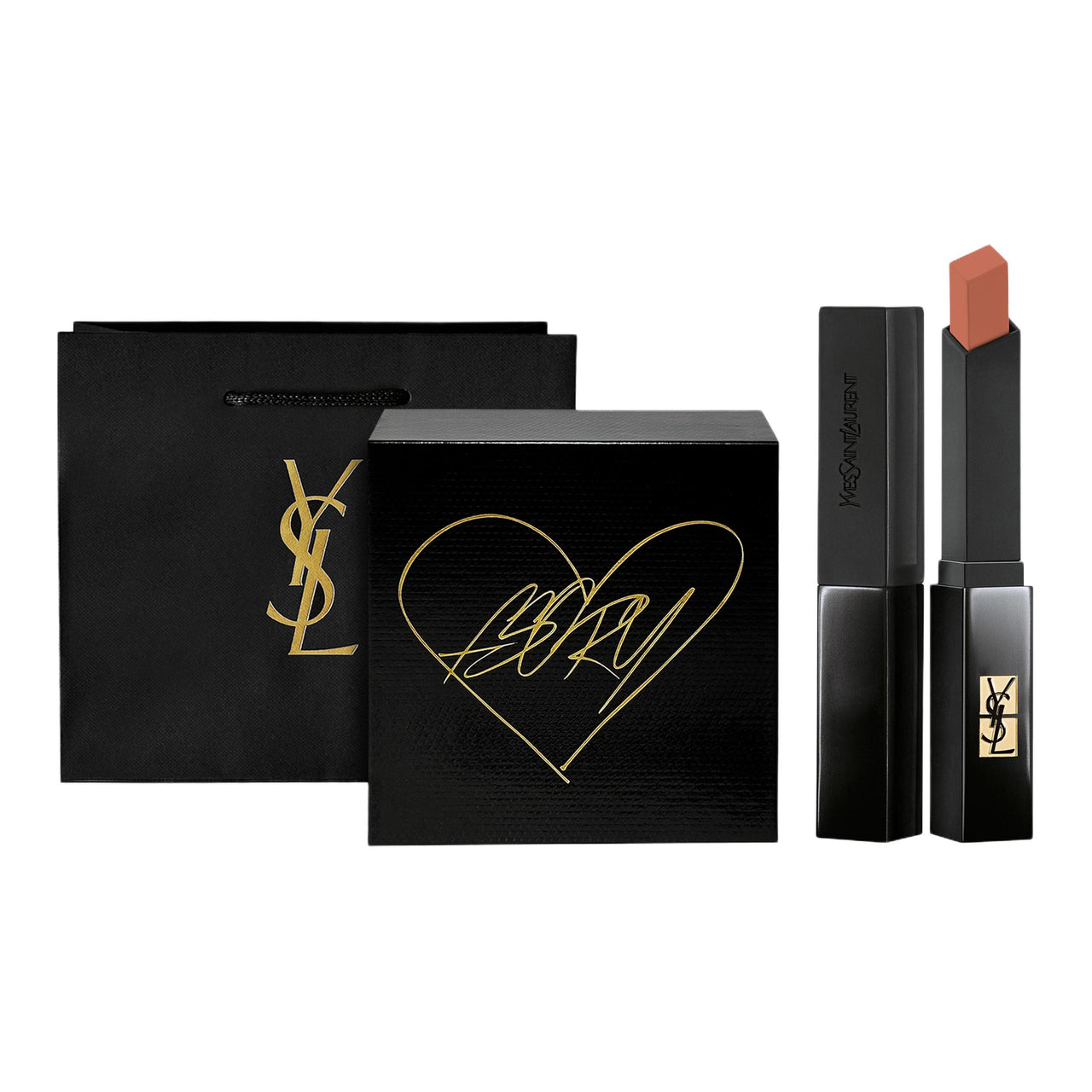 SAINT LAURENT Black Gold Box Lipsticks Velour Easy to Blend Natural Long Lasting No Transfer