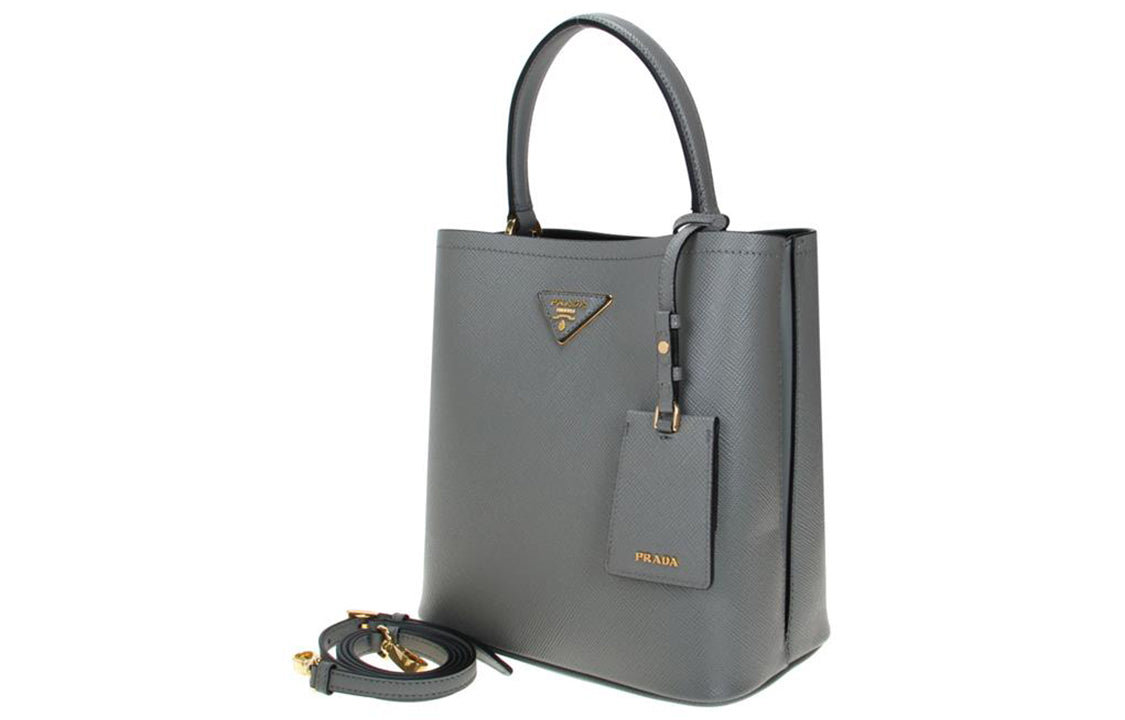PRADA Panier Saffiano Leather One Shoulder Handbag Medium Size Women's