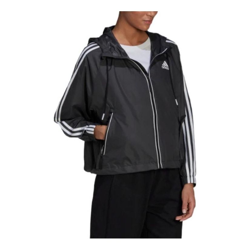 (WMNS) adidas BSC 3-Stripes Wind Jacket 'Black' H55345