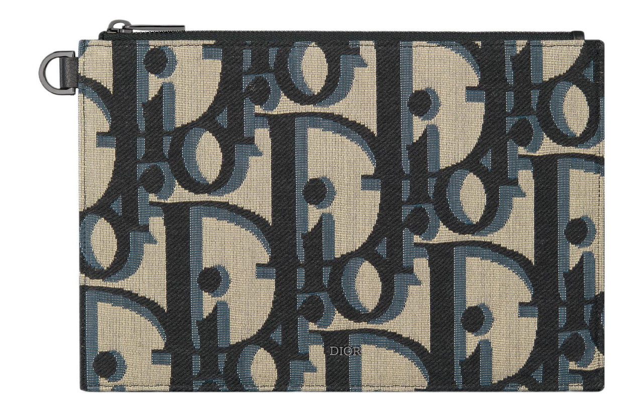 DIOR Leather Trim Clutch Regular Unisex Beige & Black