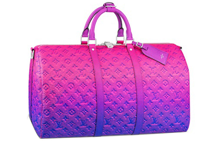 LOUIS VUITTON Keepall 50B Taurillon Illusion Blue/Pink