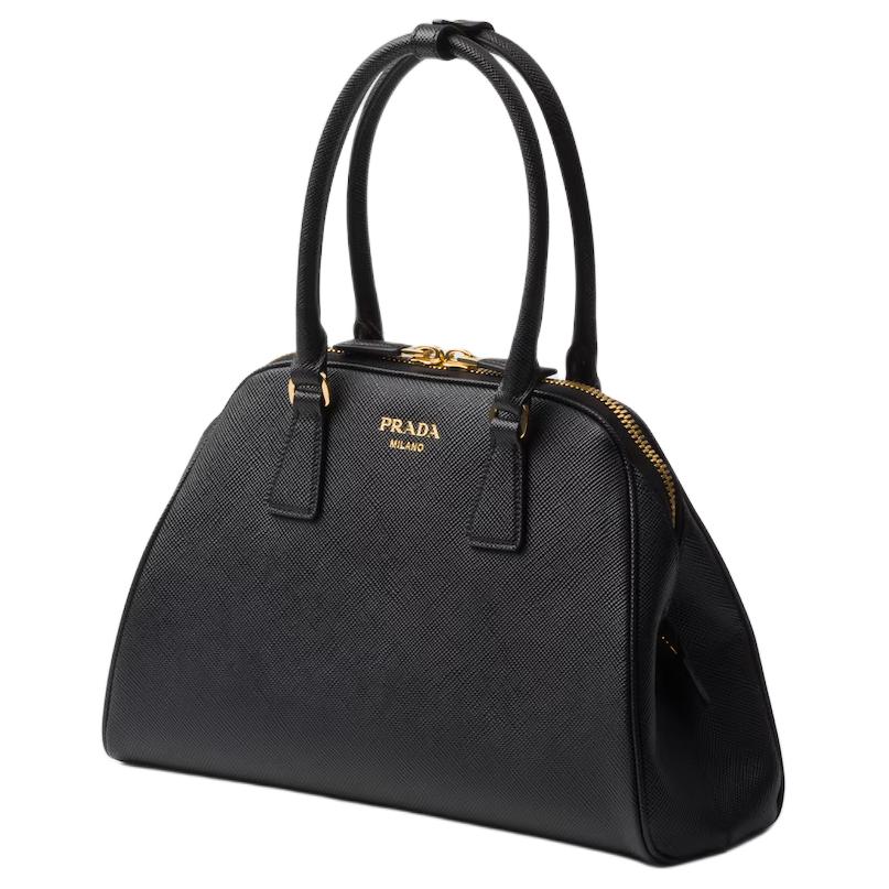 PRADA Saffiano Leather Handbag Medium Size Women's Black