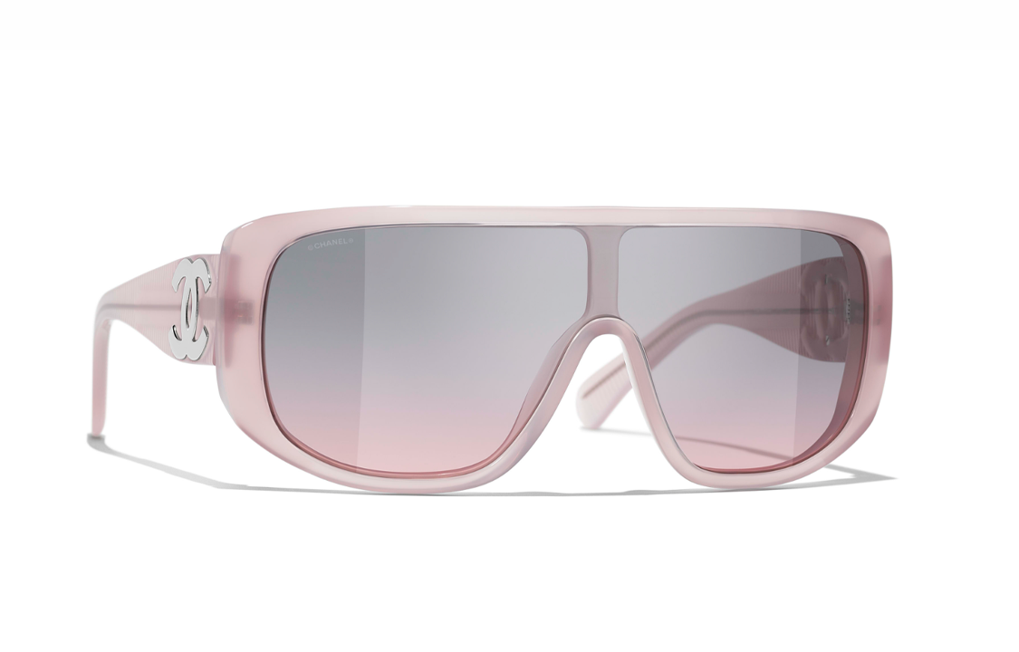 CHANEL Plate Frame Plate Irregular Shape Sunglasses Women's Pink