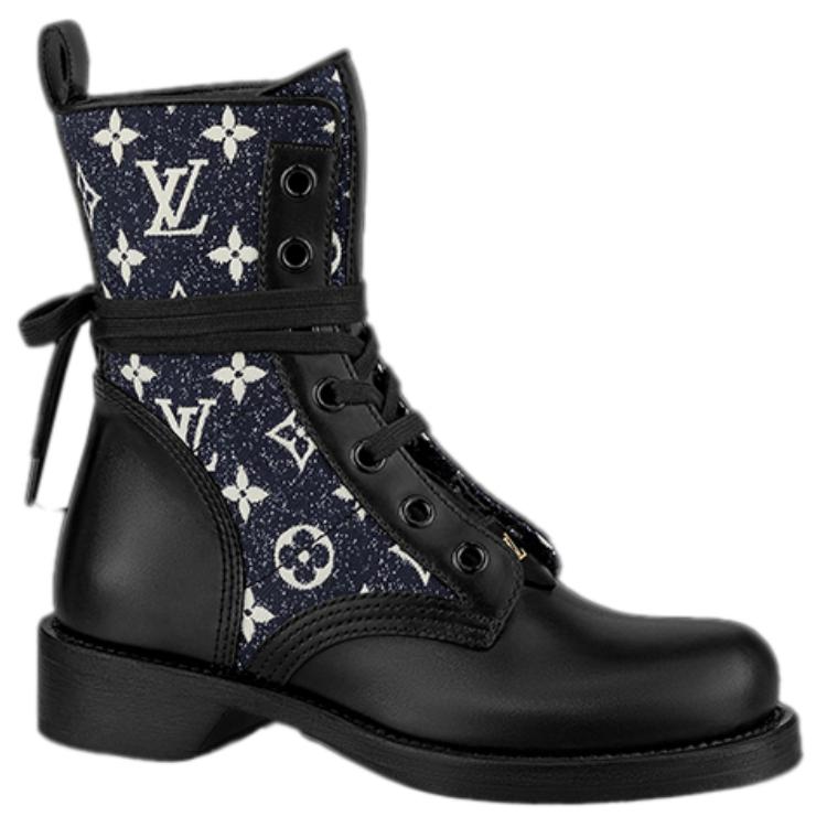 LOUIS VUITTON Lv Metropolis Flat Ranger Boots 'Black With Denim Monogram' Women's
