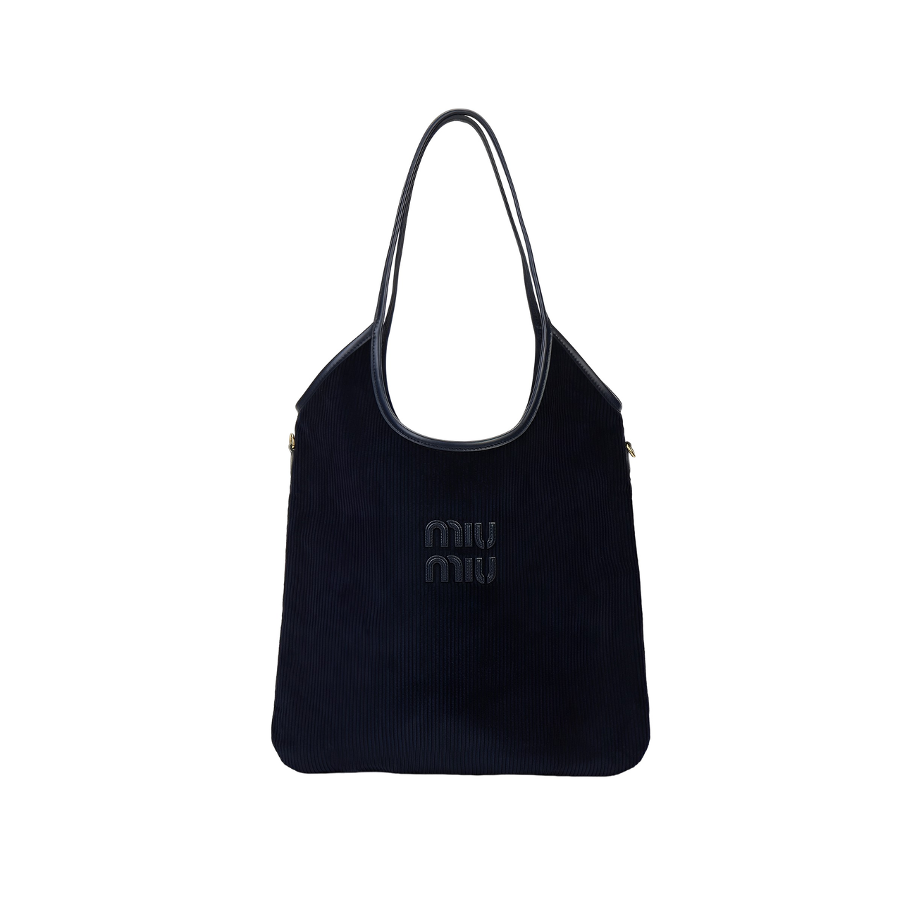 MIU MIU Fabric Blended Material Tote Bag Shopping Bag Shoulder Bag Handbag Women's Marine Blue