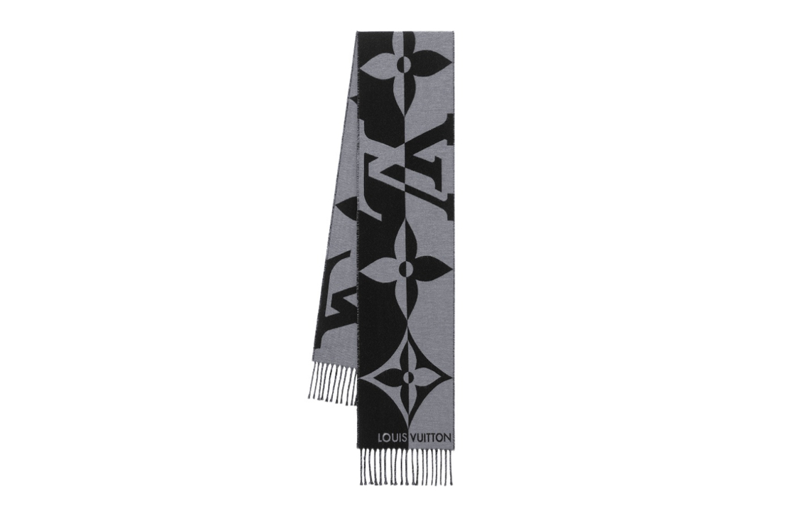 LOUIS VUITTON Knit Scarves Men's Gray/Black