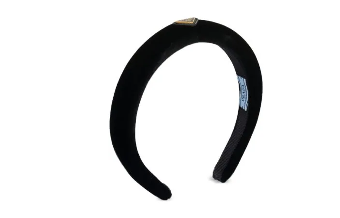 PRADA Triangle-logo Velvet Headband