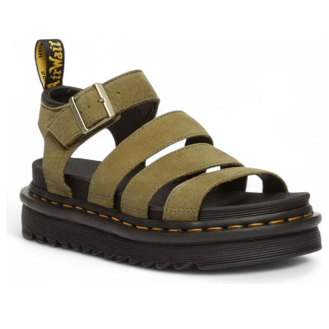 (WMNS) Dr. Martens Blaire Tumbled Nubuck Sandals 'Muted Olive' 31735357