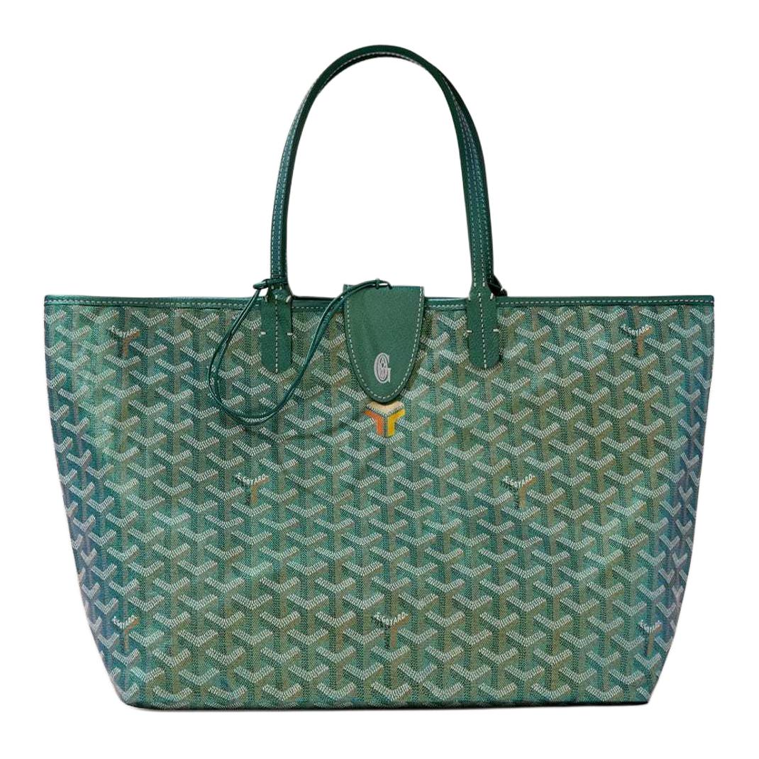 GOYARD Saint Louis Canvas With Leather Tote Bag, Shopping Bag, Handbag Small Size Unisex Pearl Green