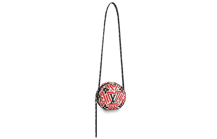 LOUIS VUITTON Coated Canvas With Cow Leather Trim Shoulder Bag, Crossbody Bag Small Size Women's Black/Red