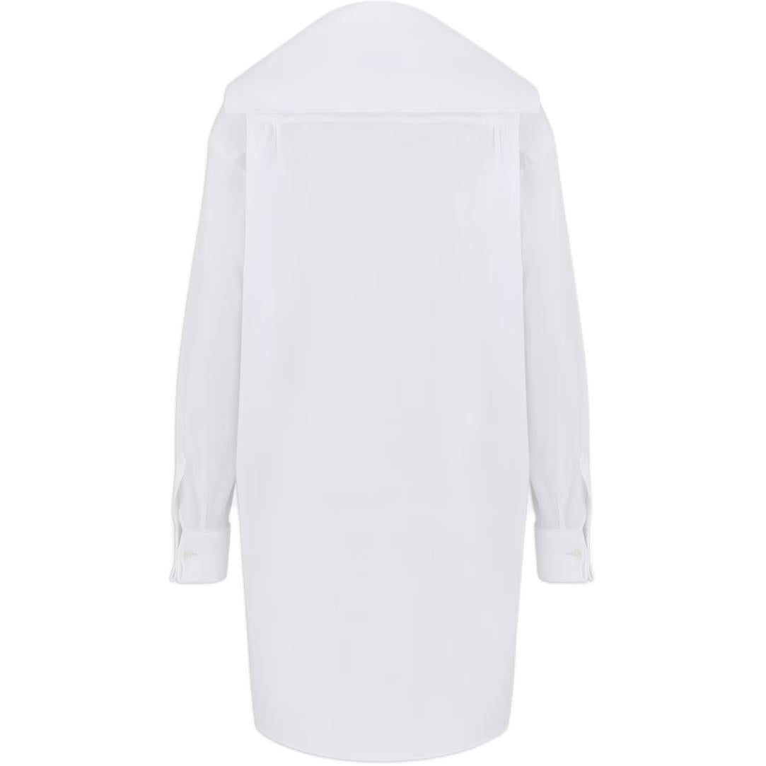 DIOR Blouse With Sailor Collar White Cotton Poplin Shirt Women's White