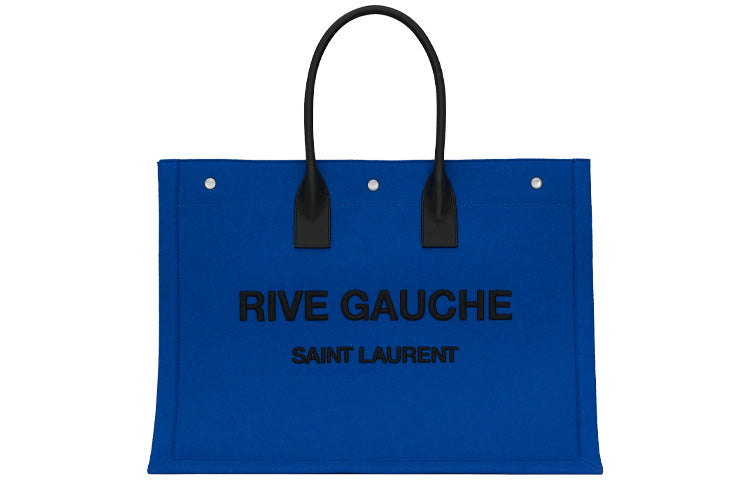 SAINT LAURENT Rive Gauche Fabric Tote Bag, Shopping Bag, Handbag Unisex Blue & Black