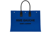 SAINT LAURENT Rive Gauche Fabric Tote Bag, Shopping Bag, Handbag Unisex Blue & Black
