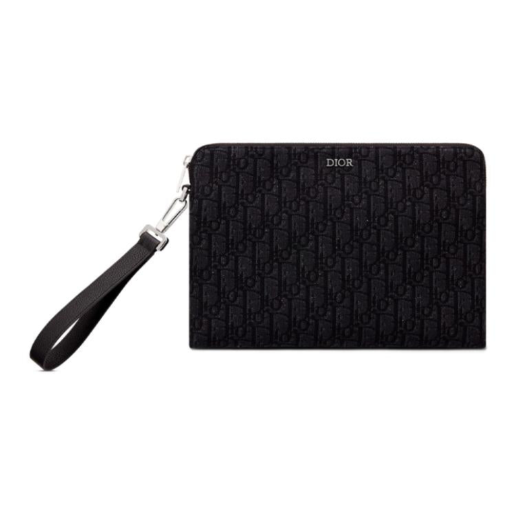 DIOR Cow Leather Wallets Clutches Men's Black