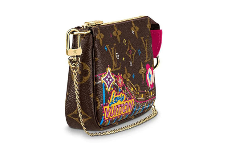 LOUIS VUITTON Pochette Accessories Monogram Vivienne Holiday Mini Rose Pivoine Pink