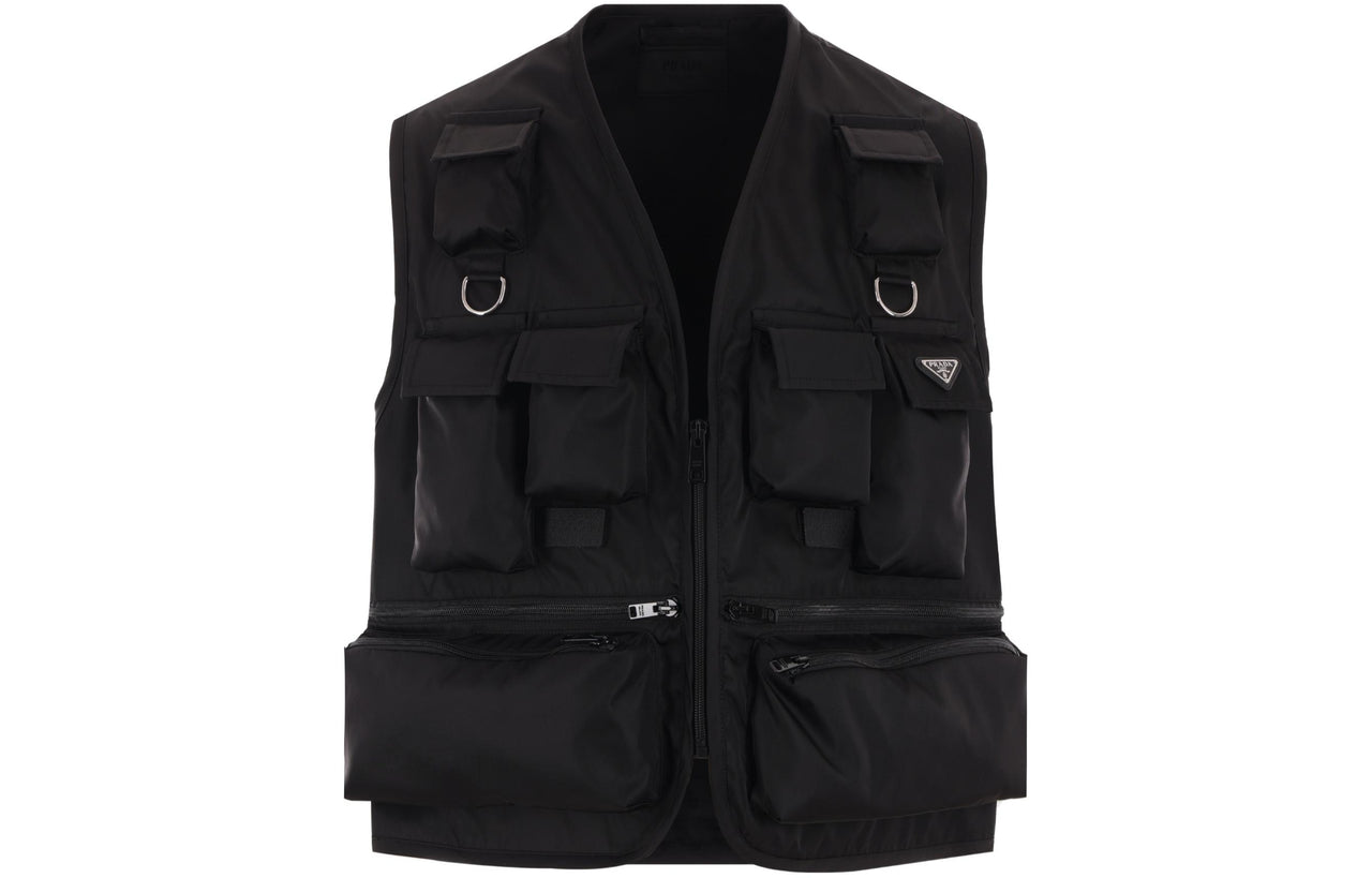 PRADA Enamel-Logo Zipped Cargo Gilet