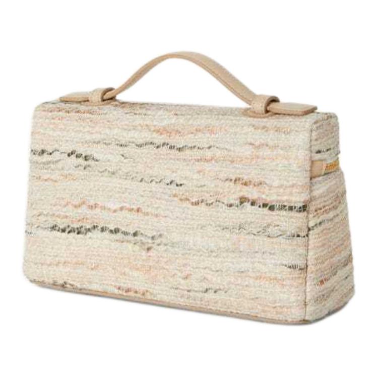 Loro Piana ExtraPocket Tweed Shoulder Bag, Crossbody Bag, Handbag Women's Pink & Stone Color & Gold