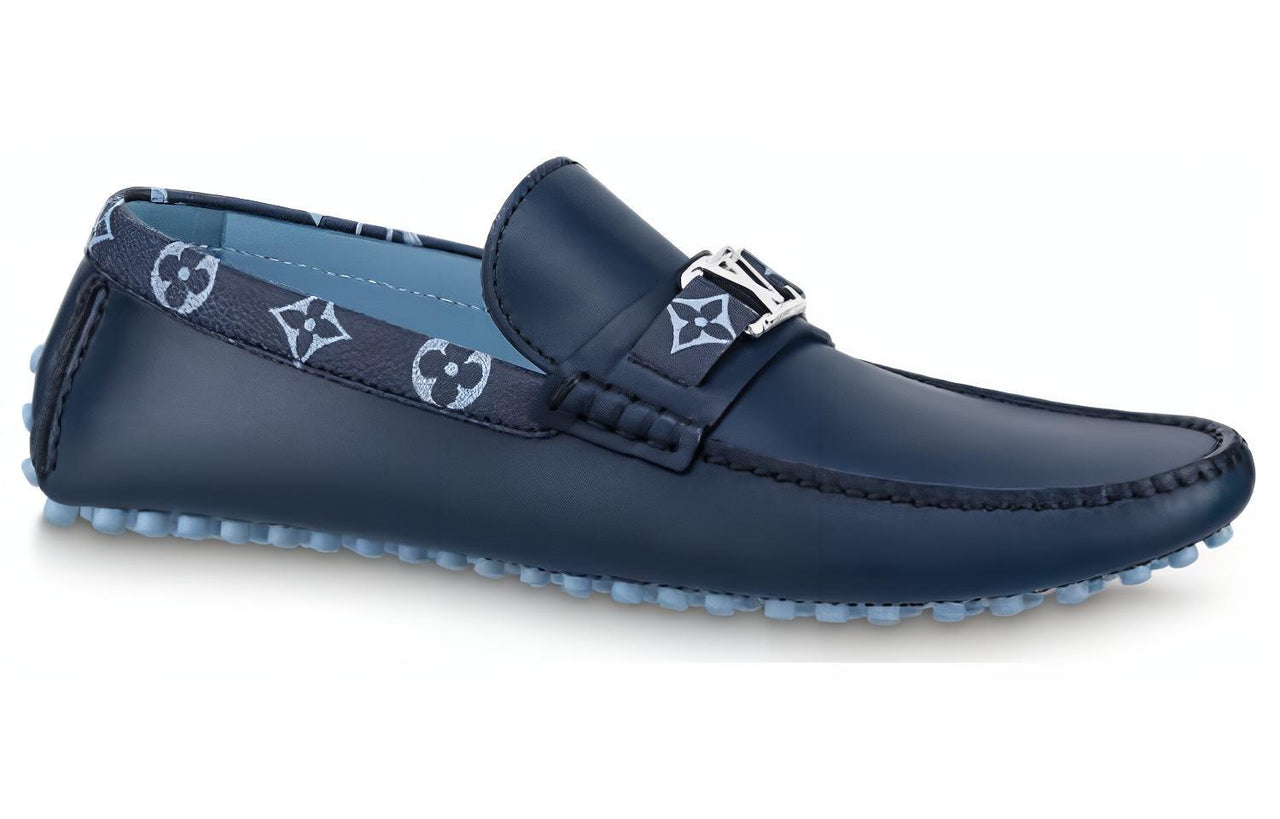 LOUIS VUITTON Hockenheim Moccasin Shoes 'Blue With Monogram Collar'