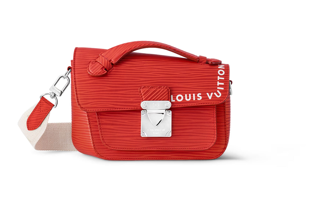 LOUIS VUITTON Monceau Cow Leather Shoulder Bag Crossbody Bag Handbag Regular Men's Vermilion