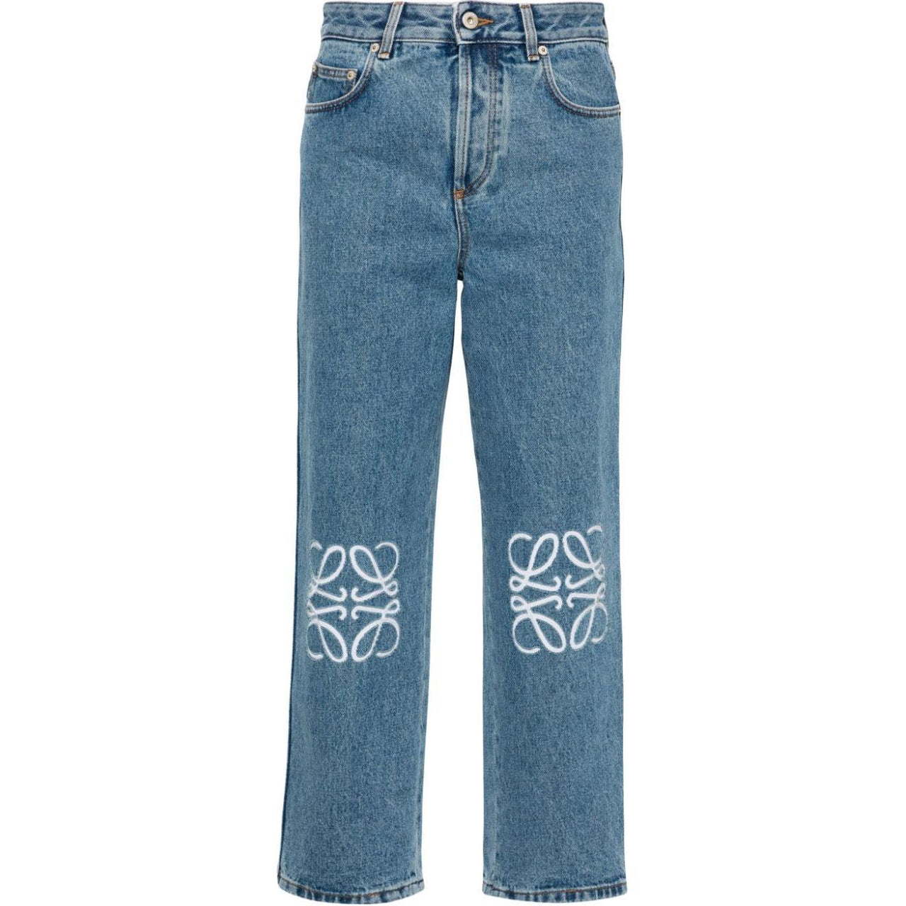 LOEWE Anagram Cropped Jeans In Denim Mid Blue