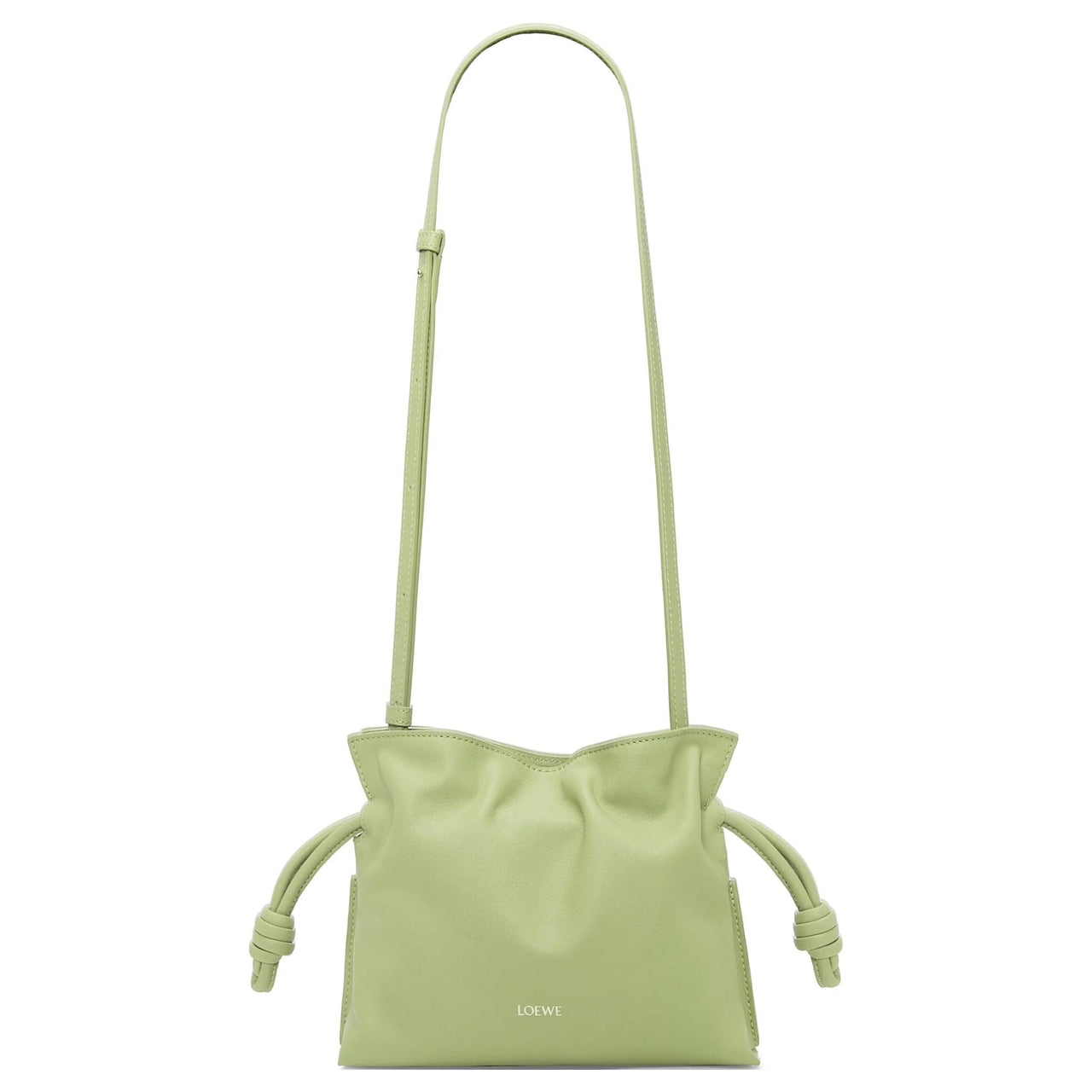 LOEWE Flamenco Nappa Cow Leather One Shoulder Crossbody Clutch Mini Women's Light Pear