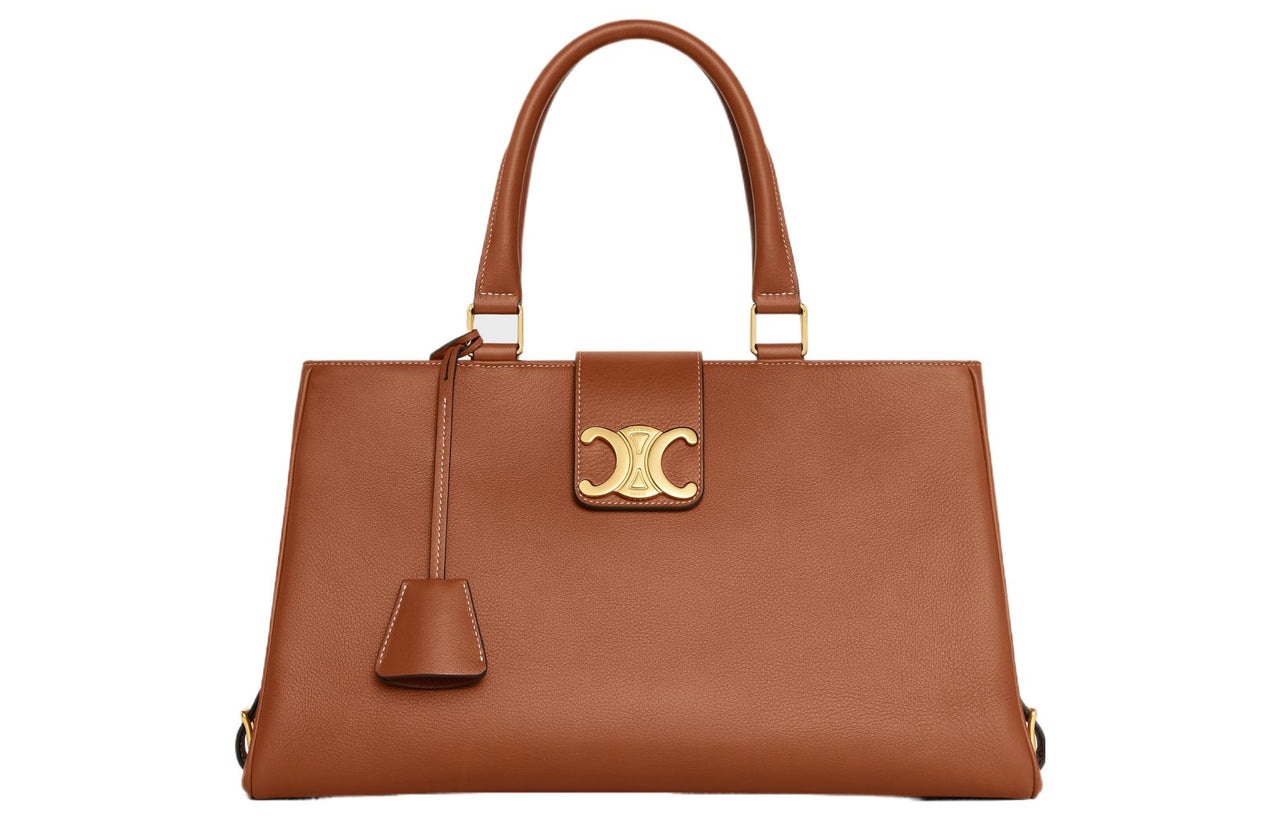 CELINE Soft Cow Leather Shoulder Bag Crossbody Bag Handbag Medium Size Women's Tawny