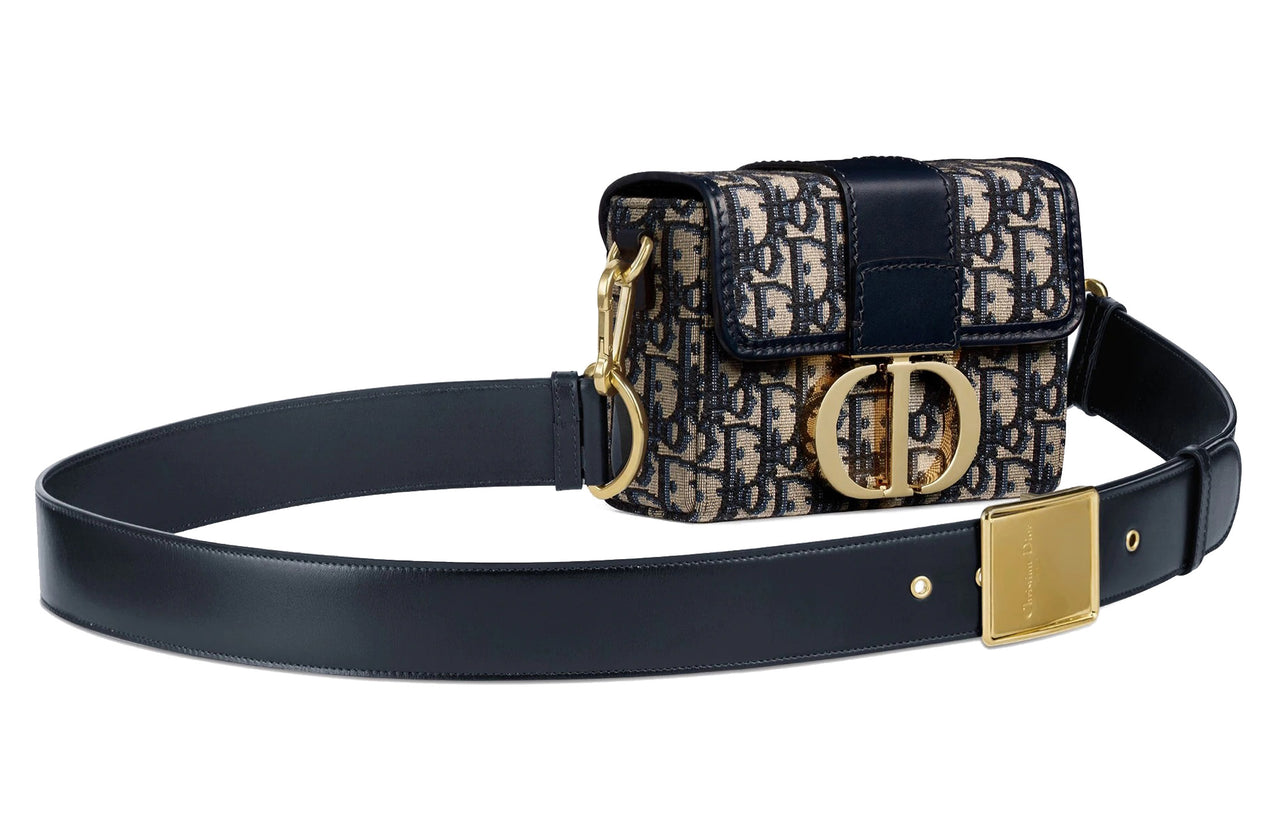 DIOR 30 Montaigne Box Bag Blue DIOR Oblique Jacquard