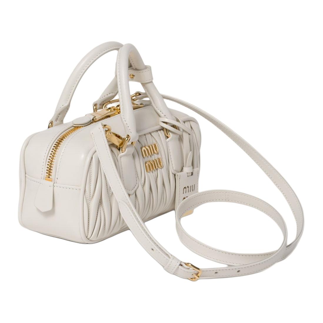 MIU MIU Leather Shoulder Bag, Crossbody Bag, Handbag Trumpets Women's White