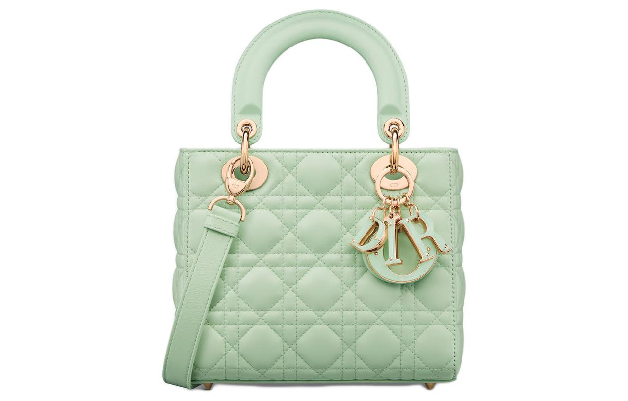 DIOR Lady Dior Cannage Lambskin Dior Bag Shoulder Bag Crossbody Bag Handbag Small Size Women's Light Mint