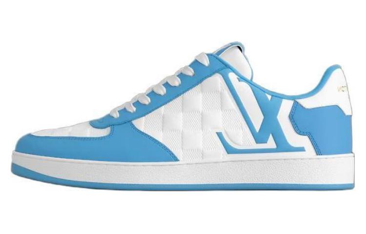 LOUIS VUITTON Rivoli Sneaker Low Top Skateboard Shoes Men's White Blue