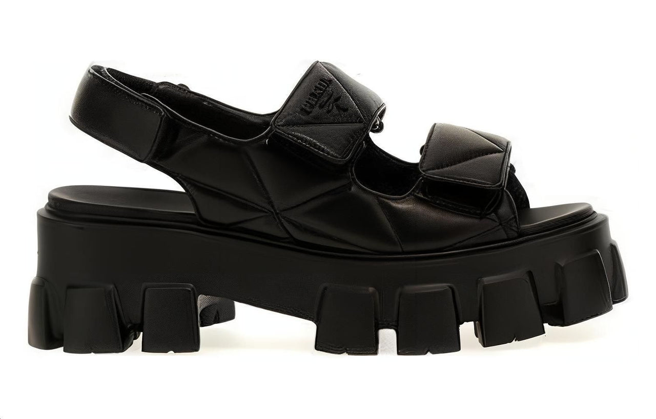PRADA Triangle-logo Quilted Leather Sandals