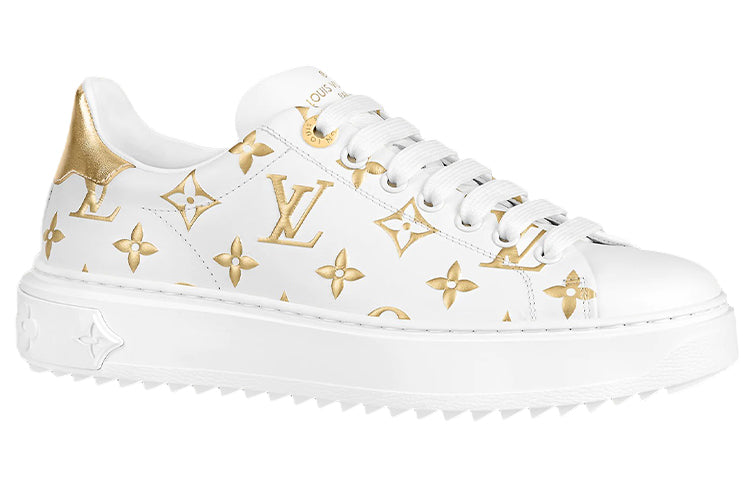 LOUIS VUITTON Time Out Sneakers 'White With Gold Monogram' Women's